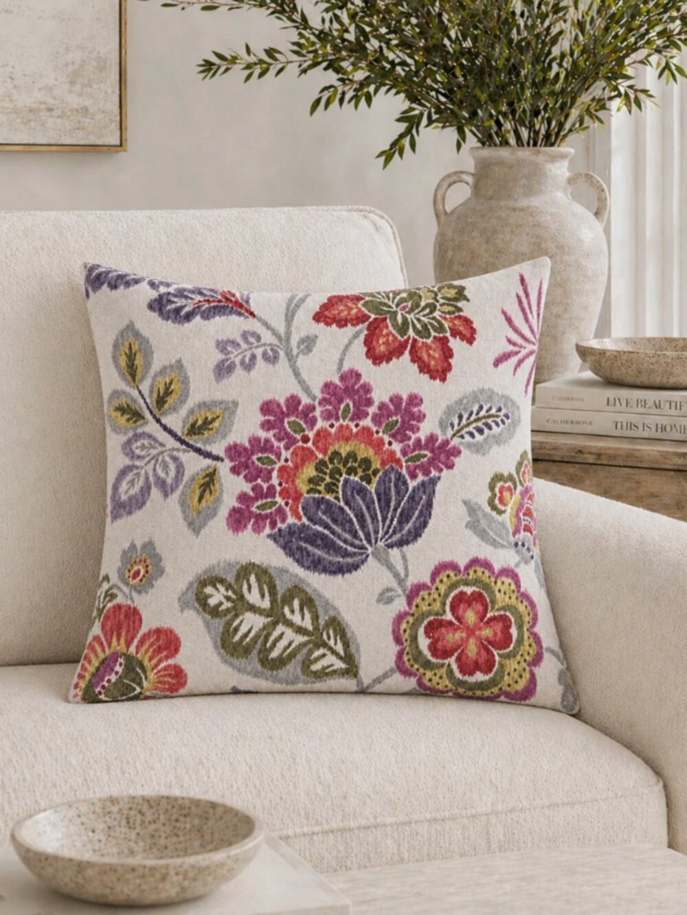 Kauffman Pillow Cover 22x22 | Suzani Folk Art